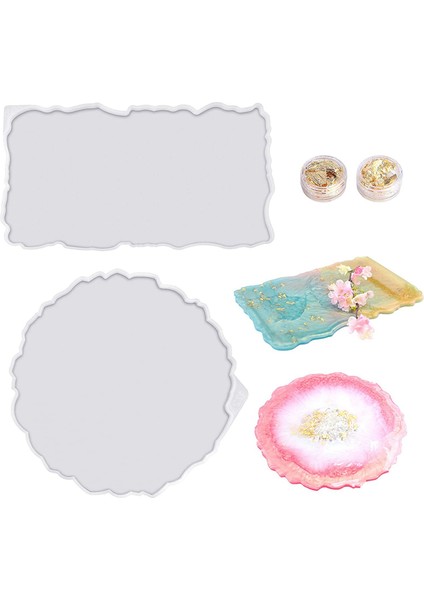 2 Parça El Sanatları Için Düzensiz Silikon Kalıp Seti (Dikdörtgen+Yuvarlak) (Yurt Dışından) indirimleri