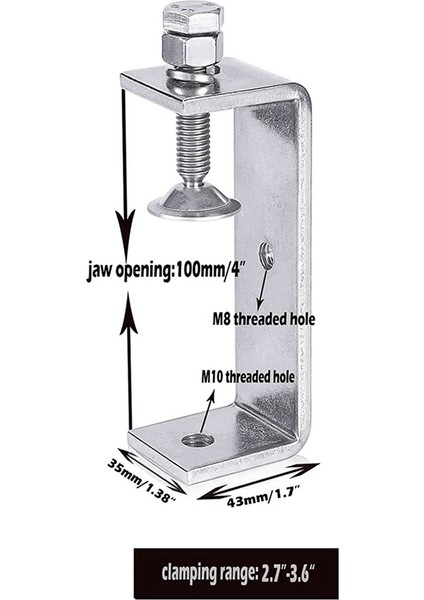Metal Kelepçe Ağır Hizmet Kelepçesi C Kelepçe Ağaç Işleme Kelepçesi (100 Mm), 2 Adet (Yurt Dışından) fırsatları