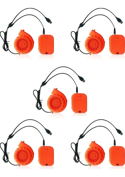 Dinozor Kostümü Veya Maskot Kafası Veya Diğer Şişme Oyun Kostüm Seti Için 5x Mini Üfleyici Fan, Turuncu (Yurt Dışından)