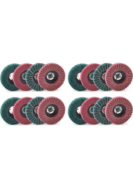 Açı Öğütücü Için 8pcs 4 Inç Kırmızı ve Yeşil Naylon Fiber Flap Disk Seti (Yurt Dışından)
