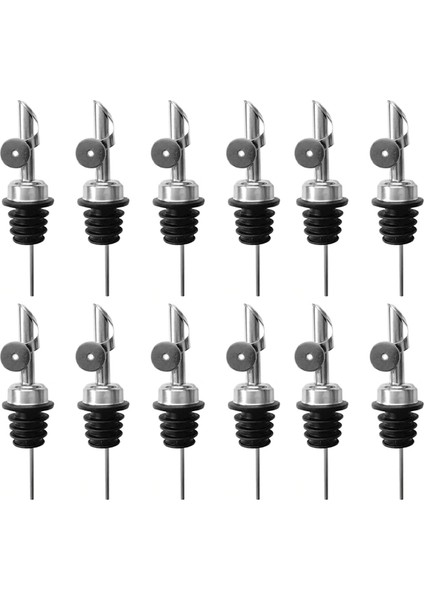 12PCS Paslanmaz Çelik Likör Şişesi Dökücüler, Otomatik Çevirme, Gümüş (Yurt Dışından)