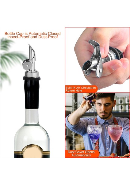 12PCS Paslanmaz Çelik Likör Şişesi Dökücüler, Otomatik Çevirme, Gümüş (Yurt Dışından) fiyatları