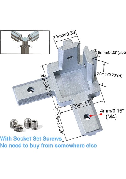 Adet 2020 Serisi 3 Yollu Uç Köşe Braketi Konektörü Avrupa Standardı Için 6mm T Yuvası 20X20MM Alüminyum Ekstrüzyon Profili (Yurt Dışından) indirimleri