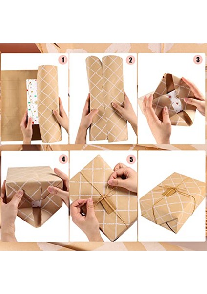 Rulo Ambalaj Kağıdı, 43 x 300 Cm/rulo Ambalaj Kağıdı Seti, 2 Yapışkan Bantlı 3 Halat 20 Kraft Kağıt Etiket (Yurt Dışından)
