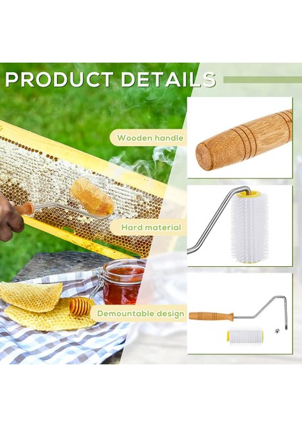 3 Adet Bal Çıkarıcı Kapak Açma Iğneli Rulo Arıcılık Temizleme Arı Fırçası ile Bal Çıkarma Arıcılık Aracı (Yurt Dışından)