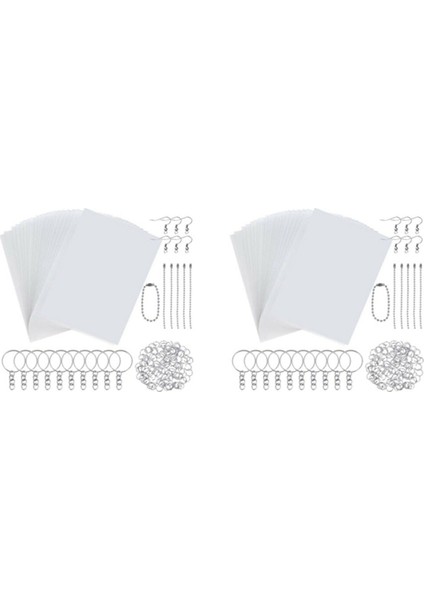 2x Shrinky Kuşe Kağıt Isıyla Daralan Levha Plastik Kiti Delik Delme Anahtarlıklar Kalemler Dıy Çizim (Yurt Dışından)