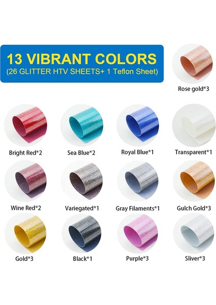 Glitter Isı Transferi Vinil, 26 Yaprak 12X10 Inç Htv Vinil, Dıy T-Shirt Için Vinil Paketi Üzerinde Demir, Isı Basın Vinil (Yurt Dışından) modelleri