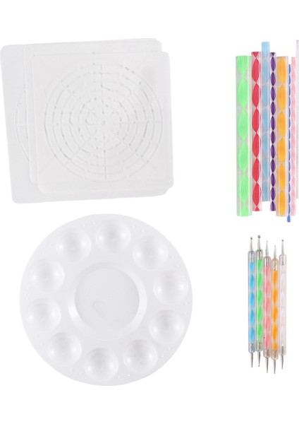 Mandala Süsleyen Şablon Araçları Kaya Boyama Seti Top Kalemi Süsleyen Aletler Şablon, Boya Tepsisi (17 Paket) Içerir (Yurt Dışından)