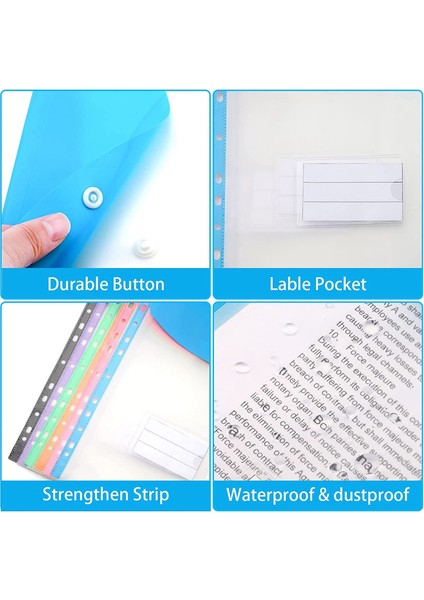 12'li Paket A4 Delikli Cepli Plastik Cüzdan - 11 Delikli Genişletilebilir Bağlayıcı Cebi Zarf Dosya Klasörleri (Yurt Dışından)