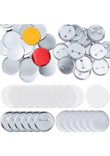 100 Takım Yuvarlak Düğme Parçaları Boş Yapma Malzemeleri 58MM Metal Düğme Rozeti Yapma Kitleri, Boş Pin Geri Düğme Parçaları (Yurt Dışından)