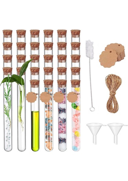 Lı Test Tüpü 30 Adet Çiçekler Için Test Tüpleri Plastik 20ML Kraft Kağıt Eklentili Test Tüpleri (150X16MM) (Yurt Dışından)