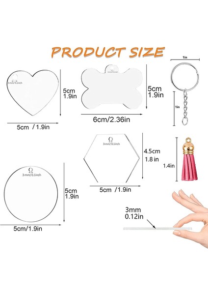 Akrilik Anahtarlık Boşlukları, 36 Adet Akrilik Boşluklar, 36 Adet Anahtarlık Püsküller, 36 Adet Anahtarlık Yüzükler ve Dıy Anahtarlık Için Atlama Halkası (Yurt Dışından) modelleri