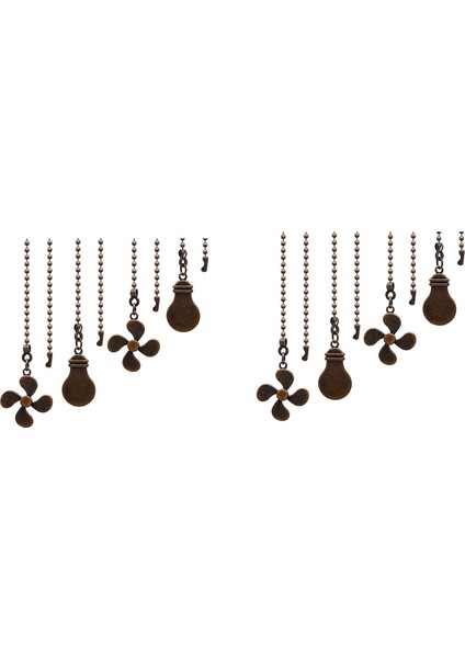 8 Adet Tavan Vantilatörü Çekme Zinciri Seti, Ampul ve Fan Desen Çekme Zinciri Uzatma Fanı Çekme Zinciri Kolye 12 Inç (Kırmızı Bronz) (Yurt Dışından)