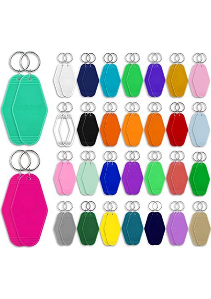 60 Adet Süblimasyon Anahtarlık Boşlukları, Çift Taraflı Isı Transferi Anahtarlıklar Otel Motel Anahtarlık Boş Yüzük ile (Yurt Dışından)