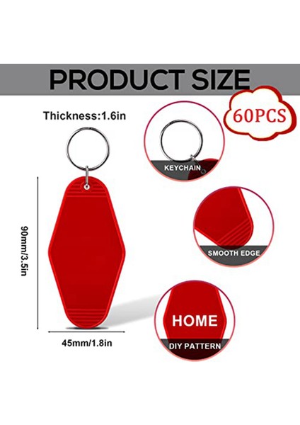 60 Adet Süblimasyon Anahtarlık Boşlukları, Çift Taraflı Isı Transferi Anahtarlıklar Otel Motel Anahtarlık Boş Yüzük ile (Yurt Dışından) modelleri