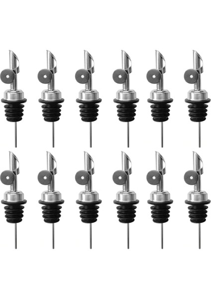 12 Adet Paslanmaz Çelik Likör Şişesi Dökücüler, Yaklaşık 3/4 Inç Şişe Ağız Gümüş Için Otomatik Çevirme Zeytinyağı Spou Alkol (Yurt Dışından)