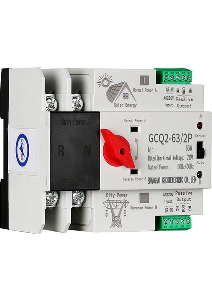 2x Fotovoltaik Güneş Enerjisi Otomatik Transfer Anahtarı Din Ray 2p 63A AC220V Pv Sistemi Şehir Gücüne Güç (Yurt Dışından) fiyatları