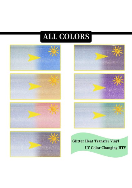 7pcs Uv Renk Kaydırmalı Isı Transferi Vinil 7 Sayfalık Flaş Renk Kaydırmalı Isı Transferi Filmi (Yurt Dışından)