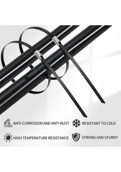 Metal Zip Kravatlar Siyah 200 Adet 11.8 Inç 304 Paslanmaz Çelik Epoksi Kaplı Kablo Bağı Makineler, Araçlar, Çiftlikler, Kablolar Için (Yurt Dışından) indirimleri