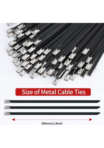 Metal Zip Kravatlar Siyah 500 Adet 11.8 Inç 304 Paslanmaz Çelik Epoksi Kaplı Kablo Bağı, Makineler, Araçlar, Çiftlikler, Kablolar Için (Yurt Dışından) fiyatları