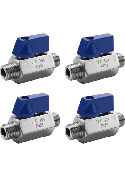 4x Paslanmaz Çelik Küresel Vana - 1/4 Inç Npt Dişli Erkek Küçük Mini Küresel Vana (1/4 Inç Erkek ve Erkek) (Yurt Dışından)