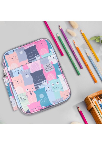 192 Yuva Kapasiteli Kalem Çantası Durumda Organizatör Kozmetik Çantası Renkli Kalem Suluboya Kalem Işaretleyiciler Jel Kalemler Çantası (Öğrenin Kedi) (Yurt Dışından) modelleri