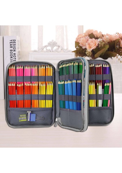 192 Yuva Kapasiteli Kalem Çantası Durumda Organizatör Kozmetik Çantası Renkli Kalem Suluboya Kalem Işaretleyiciler Jel Kalemler Çantası (Öğrenin Kedi) (Yurt Dışından) fırsatları