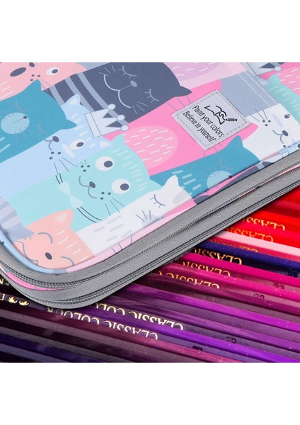 192 Yuva Kapasiteli Kalem Çantası Durumda Organizatör Kozmetik Çantası Renkli Kalem Suluboya Kalem Işaretleyiciler Jel Kalemler Çantası (Öğrenin Kedi) (Yurt Dışından) indirimleri