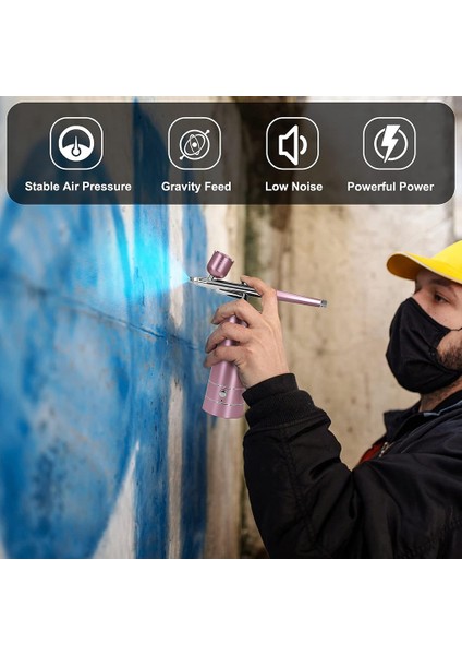 Berber, Tırnak Sanatı, Makyaj, Model Boyama Için 0,4 mm Nozullu Şarj Edilebilir Akülü Airbrush Kompresörü (Yurt Dışından)