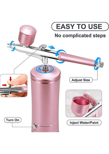 Berber, Tırnak Sanatı, Makyaj, Model Boyama Için 0,4 mm Nozullu Şarj Edilebilir Akülü Airbrush Kompresörü (Yurt Dışından)
