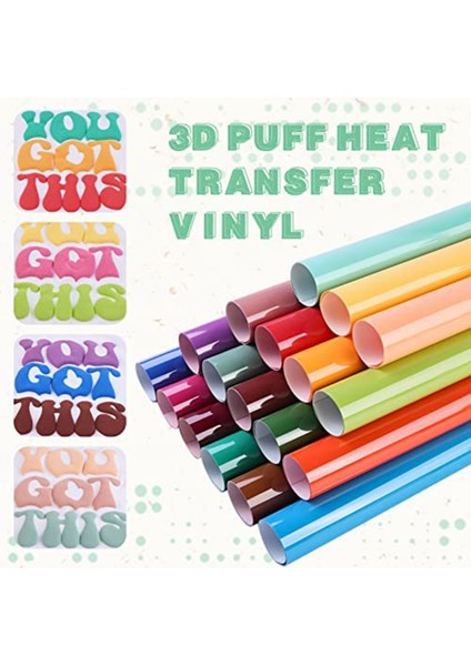 Puf Vinil Isı Transferi - 18 Sayfa 12 x 10 Inç 3D Puff Htv Isı Transferi Vinil Tişörtler Için Dıy Uyumlu,многоцелевой Пакет (Yurt Dışından)