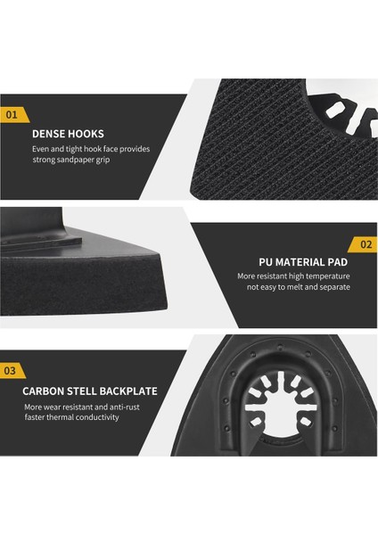 Salınımlı Alet Zımpara Pedi, 4'lü Paket 3-1/8 Inç Üçgen Yedek Cırt Cırt Paslanmaz Çelik Arka Panel Zımpara Pedi B (Yurt Dışından)