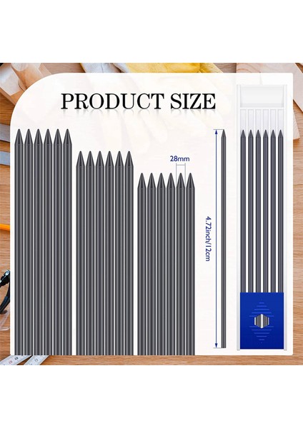 120 Adet 2.8 mm Katı Marangoz Kalem Yedekleri Ağaç Işleme Için Mekanik Kurşun Kalem Yazma, Çizim, Taslak (Siyah) (Yurt Dışından) fiyatları