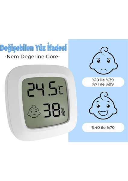 3 Adet YS28 Mini Sıcaklık ve Nem Ölçer modelleri