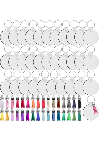 128 Adet Süblimasyon Anahtarlık Boşlukları Seti Anahtarlıklar Süblimasyon Boşlukları Isı Transferi Anahtarlık Püsküller Mdf Boş Yuvarlak (Yurt Dışından)