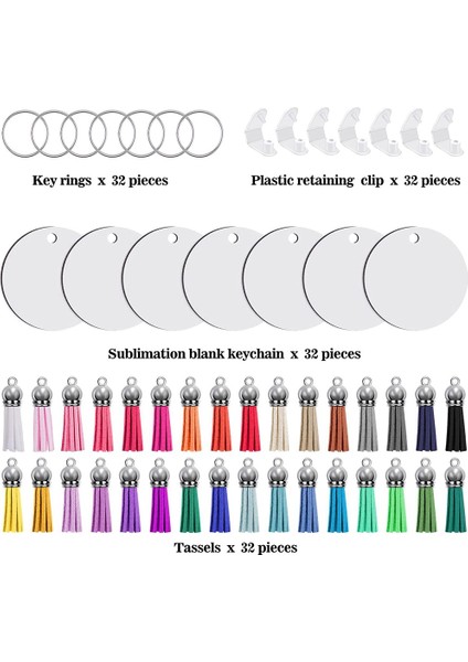 128 Adet Süblimasyon Anahtarlık Boşlukları Seti Anahtarlıklar Süblimasyon Boşlukları Isı Transferi Anahtarlık Püsküller Mdf Boş Yuvarlak (Yurt Dışından) fiyatları