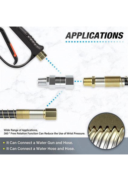6 Adet Basınçlı Yıkama Makinesi Döner, 3/8 Inç Npt Erkek Dişli Bağlantı, Paslanmaz Çelik, Hortum Bağlantısı (Yurt Dışından) fırsatları