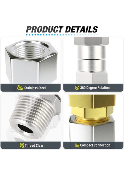 6 Adet Basınçlı Yıkama Makinesi Döner, 3/8 Inç Npt Erkek Dişli Bağlantı, Paslanmaz Çelik, Hortum Bağlantısı (Yurt Dışından) indirimleri