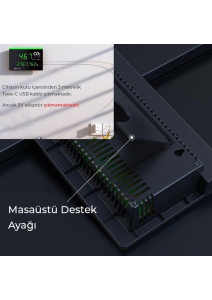 7729 Işıklı Display Ortam Hava Kalitesi Ölçer