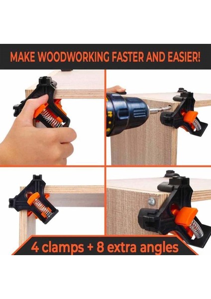 Ağaç Işleme Kelepçe 90 Derece Kelepçe Ahşap Açılı Kelepçe Korne Ağaç Işleme El Aracı Açılı Kelepçe Yardımcı Sabitleme Aracı (Yurt Dışından)