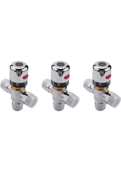 3x Katı Bakır 3 Yollu Termostatik Karışım Vanası 3/4 Inç Güneş Enerjili Su Isıtıcı Vanası Düzenleyici Sıcaklık Kontrol Vanası (Yurt Dışından)