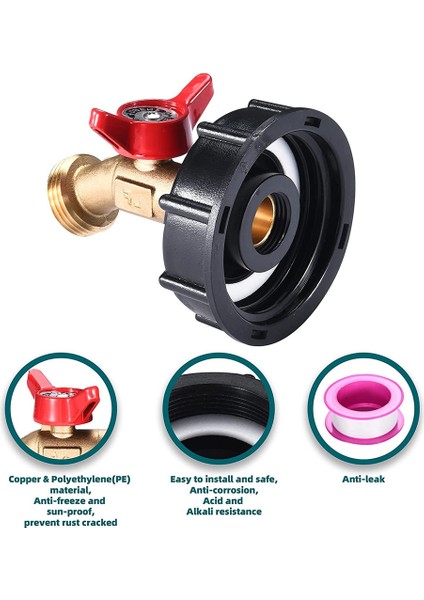 275-330 Galon Ibc Tote Tank Adaptörü, Ibc Tote Bağlantı Parçaları, S60 x 6 Kaba Diş + Bahçe Hortumu Vana Musluğu (Yurt Dışından)