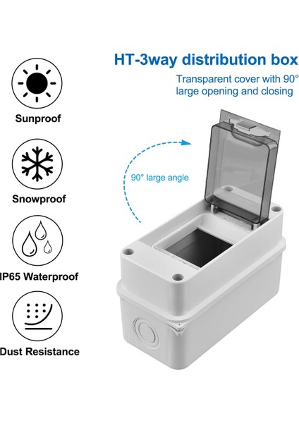 3 Yollu Dağıtım Koruma Kutusu, Su Geçirmez Şeffaf Kapak 3 Dın Ray Dış Mekan Dağıtım Bağlantı Kutusu 2 Adet (Yurt Dışından) fiyatları