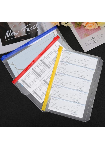 12 Adet Klasör Cepleri A5 Boyutu 6 Delik Fermuarlı Klasör Çantası Klasörleri 6 Halkalı Defter Bağlayıcı Gevşek Yaprak Çanta (Yurt Dışından)