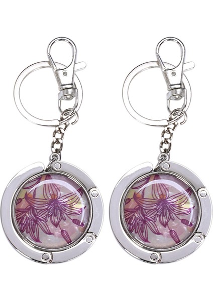 2x Anahtarlık / Katlanır Çanta Kancası Çanta Kancası Kapı Masa Çinko Alaşım Kanca Zambak Mor (Yurt Dışından)