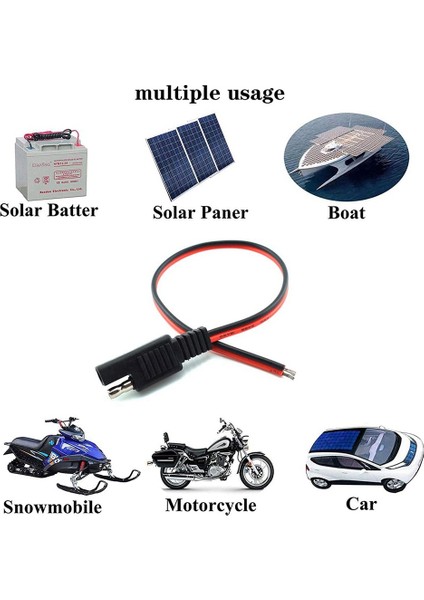 Adet 18AWG Sae Uzatma Kablosu 2-Pin Sae Hızlı Bağlantı Kesme Fişi 10A Güneş Pil Paneli Sae Fiş Tel 1ft/30 cm (Yurt Dışından)