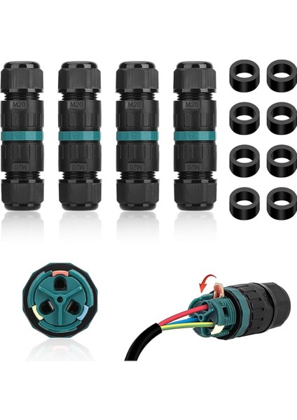 4pcs 2 Yollu 3 Kutuplu Bağlantı Kutusu IP68 Dış Mekan Su Geçirmez Elektrik Kablo Konektörü Ø5-12 mm (Yurt Dışından) fiyatları