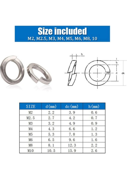 Yaylı Kilit Pulu, 304 Paslanmaz Çelik Yaylı Kilit Pulu Çeşitleri Seti (820 Parça, 8 Boyutlu) (Yurt Dışından) indirimleri