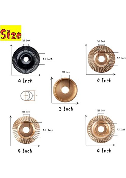 5/8 Inç Çardak, Açılı Taşlama Ataşmanları, Ağaç Işleme Diski ile 4 Inç Açılı Taşlama Için 5 Paket Ahşap Oyma Disk Seti (Yurt Dışından)