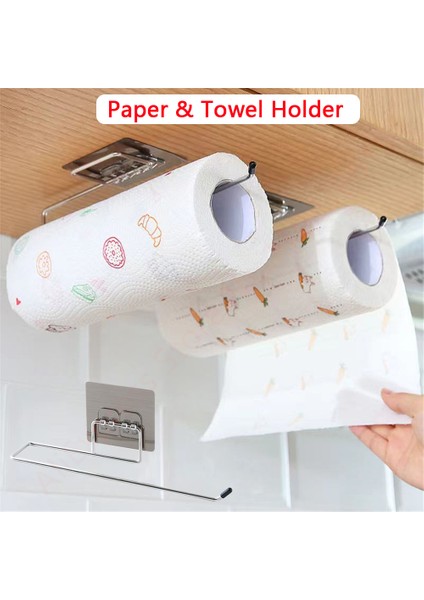 Kanca Gümüş 2 Adet Set Yapışkanlı Asılı Kağıt Rulosu Havlu Tutucu Banyo Tuvalet Depolama Standı Mutfak Düzenleyici Peçete Rafı Paslanmaz Çelik Duvara Montaj (Yurt Dışından) fırsatları